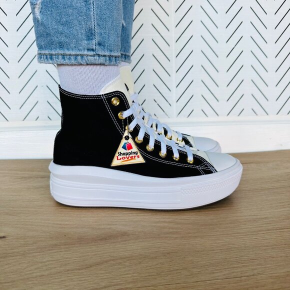 ❤️Rare Converse Chuck Taylor All Star Move Hi Women Shoes Sz 9 Black White Zebra - Picture 11 of 11